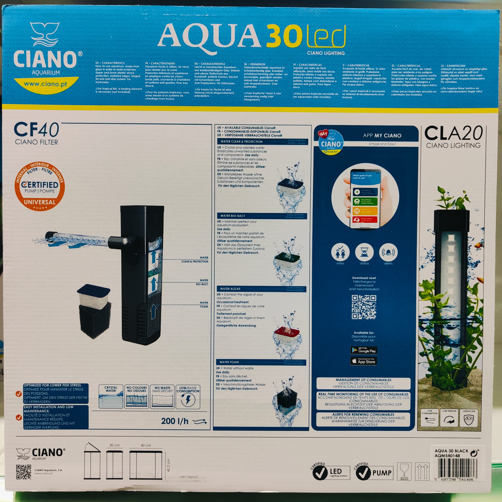 Acuario Aqua 30 LED. Negro. - Image 2