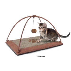 Moqueta Rascador para GATOS,con un juego suspendido.