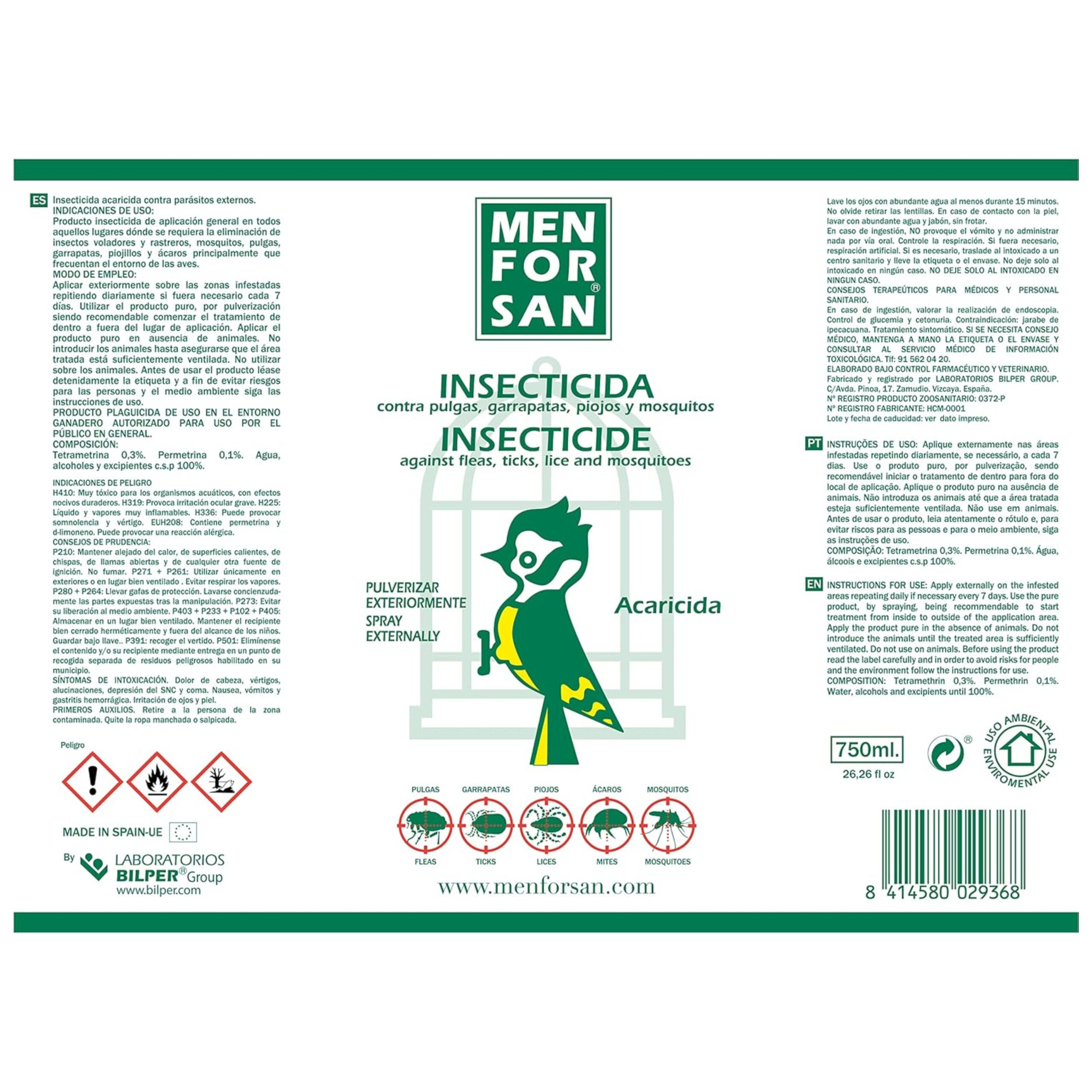 Menforsan Insecticida Aves 750 ml. - Imagen 2