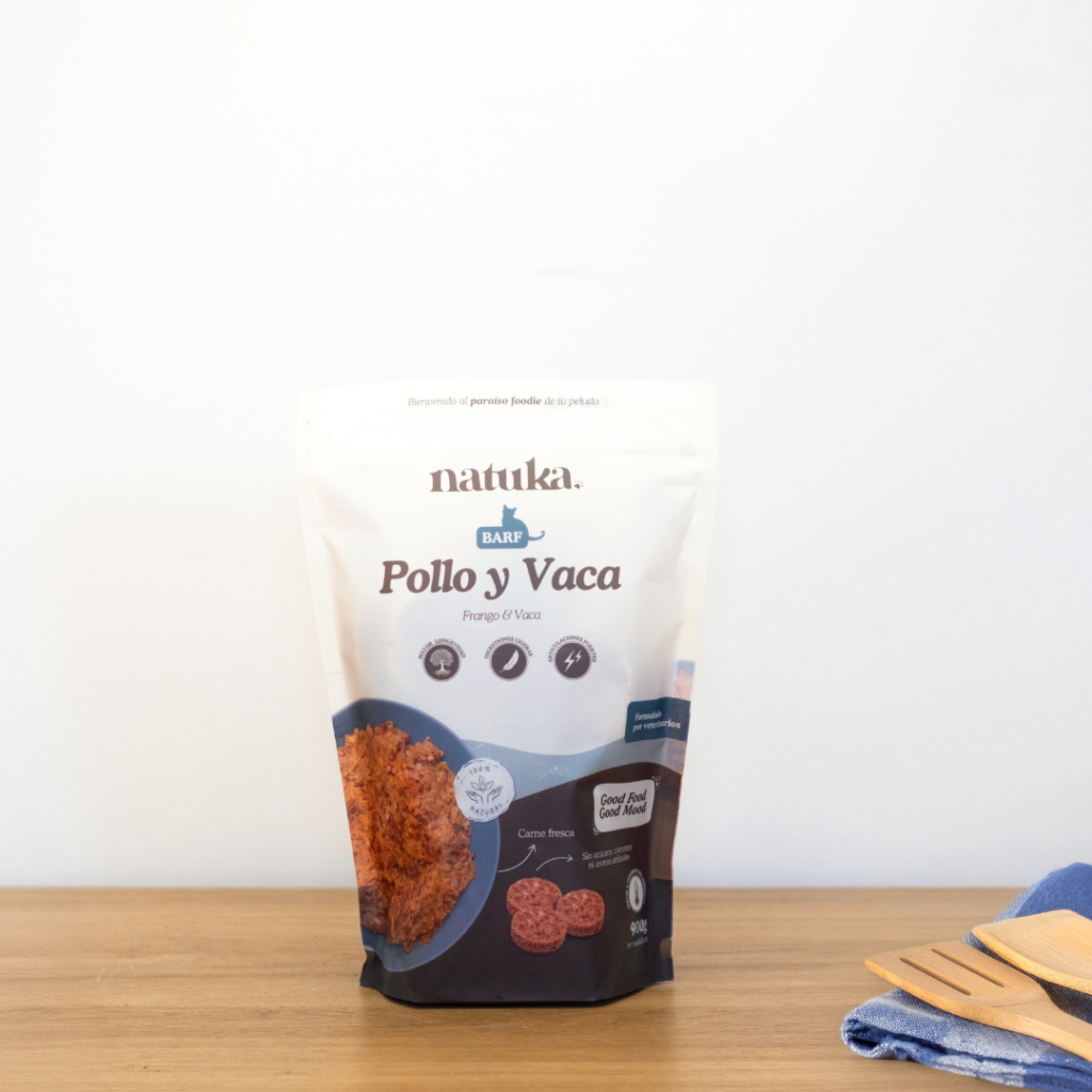Menú BARF de gato de frango e vaca