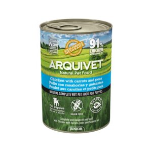 Lata Junior Pollo/Zanahorias/Guisantes/Aceite de salmón 400 gr.