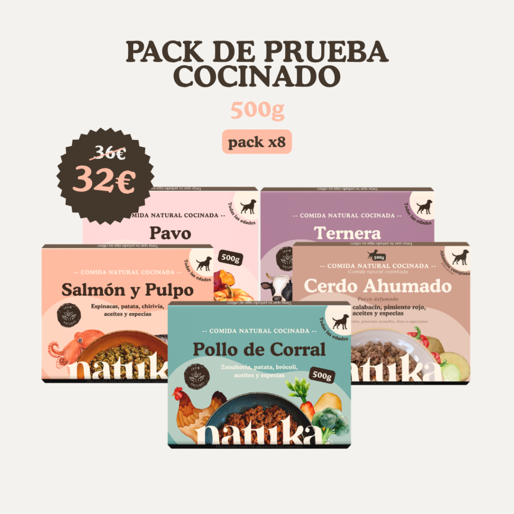 Pack de prueba menús cocinados para perros (8 unidades) - 500gr
