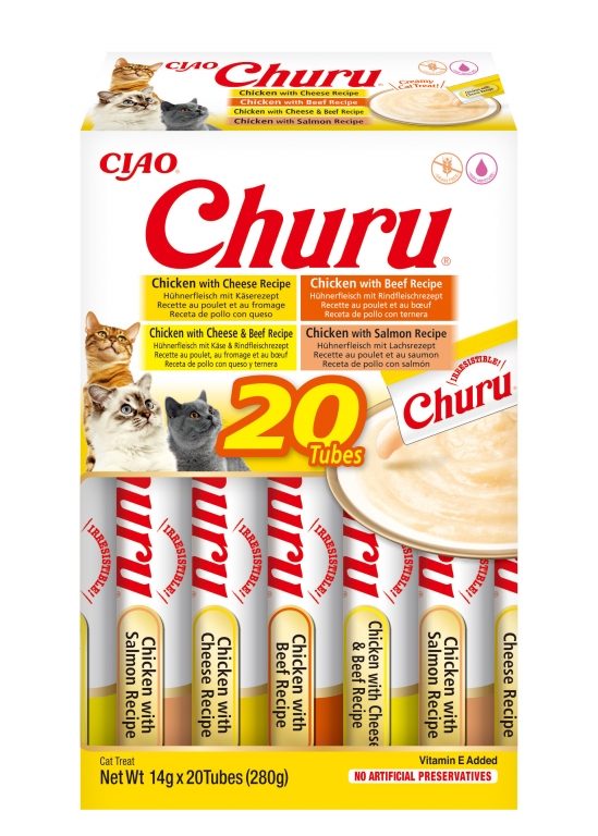 Churu Gato Caja Variedades 20 Sticks - Variedades de Pollo con Buey