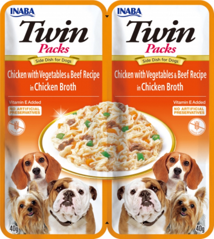 Churu Perro Twin Packs - Pollo con Guiso de Verduras y Ternera en Caldo de Pollo