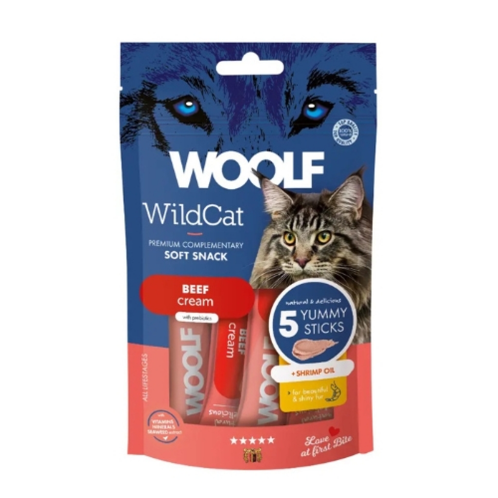 Woolf Wildcat Snack en Crema Gato - Ternera y Aceite de Gambas