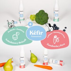 Yogupet Perro y Gato Kefir - 4 Arandanos y Brecol//4 Zanahoria y Pera