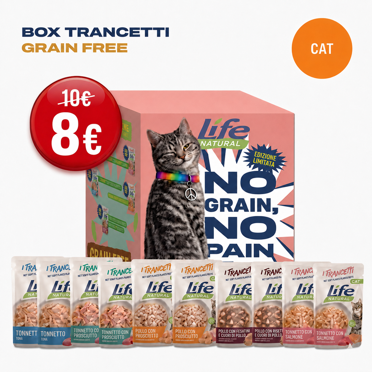 BOX TRANCETTI GRAIN FREE - 10 BUSTE DA 55 GRAMMI - SCONTATO DEL 20%