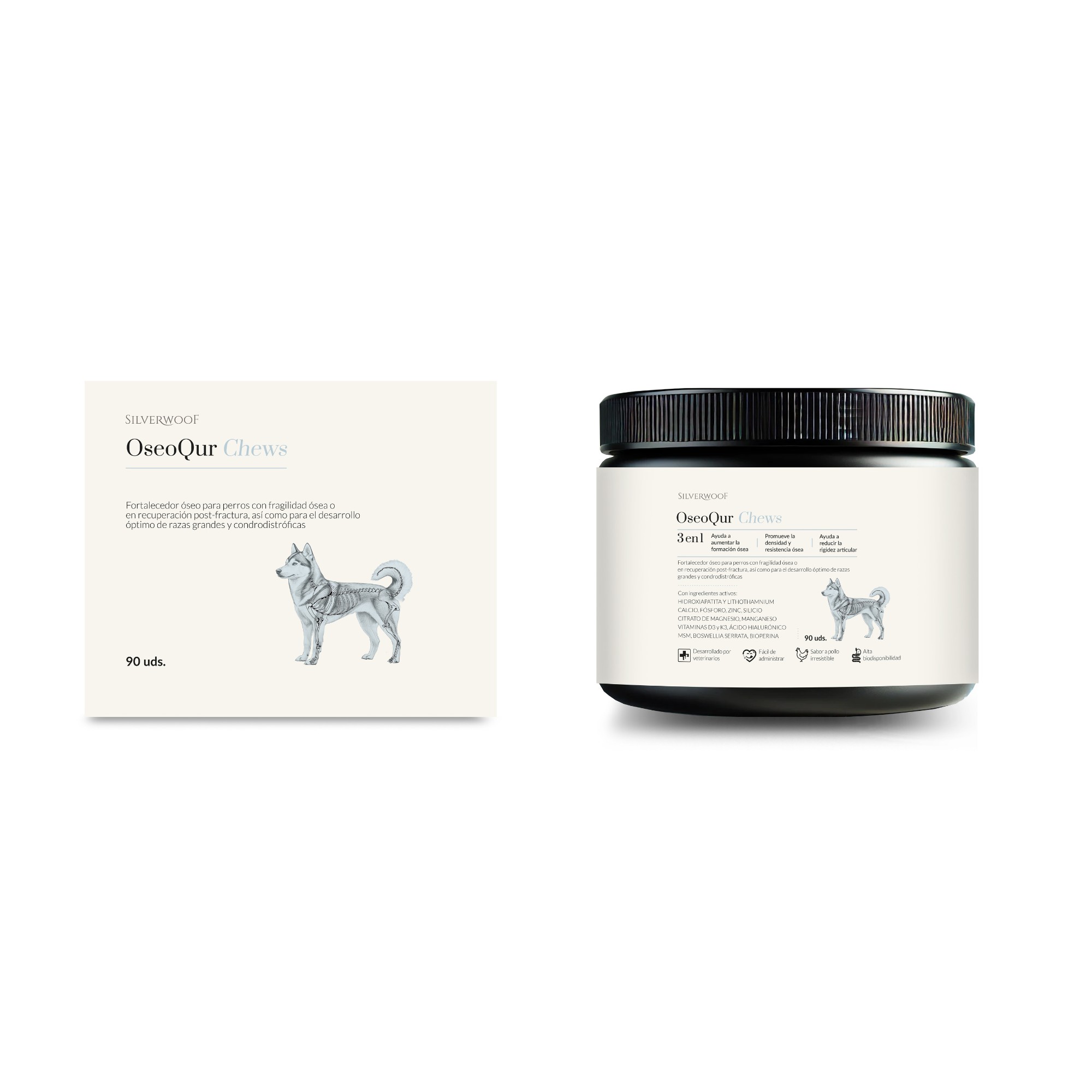 OseoQur Fortalecedor Oseo Chews Perros Silverwoof 90 Uds - Imagen 2